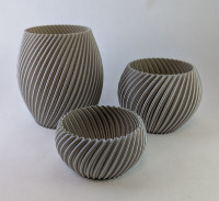 fluted spiral planter set silk silver