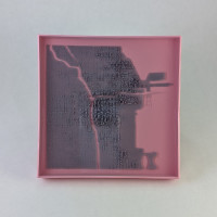 chicago 3d printed art 5.25in grey on pink