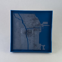 chicago 3d printed art 5.25in grey on blue