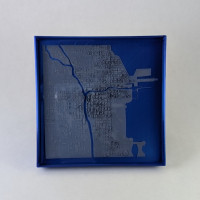 chicago 3d printed art 5.25in grey on navy