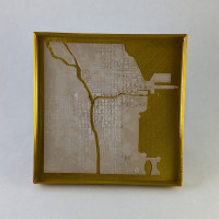 chicago 3d printed art 5.25in white on gold