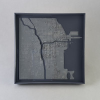 chicago 3d printed art 5.25in white on grey