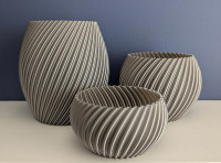 fluted spiral planter set silk silver