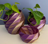 poly planter set dual color purple and gold