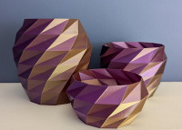 poly planter set dual color purple and gold