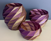 poly planter set dual color purple and gold