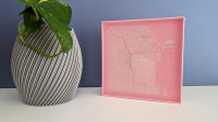 chicago 3d printed art 5.25in white on pink