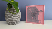 chicago 3d printed art 5.25in grey on pink