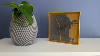 chicago 3d printed art 5.25in grey on gold